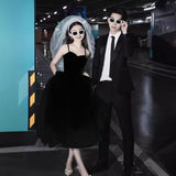Black Suspension Light Wedding Bride Wedding Wedding Dress Certificate Registration Daily Small Dress HZ0517