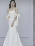 Simplicity Light Wedding Dress 2026 New Bride Wedding White Dress Fishtail Thin Tug Tail Simple Travel Yarn HZ0517