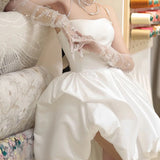 French Light Wedding Dress 2026 New Bridal Bridal Fasting Small Short Ponbo Skirt Pats Simple Light Wedding Dress HZ0517