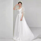 French-Style Linden Light Wedding Dress Summer New Sweet Princess Style Simple Yarn Bride Engagement Welcome Dress Dress HZ0517