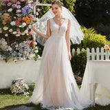 Light Wedding Dress 2026 New Summer Sleeveless Bride Simple V. Collared Zidisen Princess Dress HZ0517