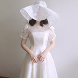 Travel Shooting Simple Light Wedding Dress Sen Is Super Fairy French Thin Retro White Drean Small Dress HZ0517