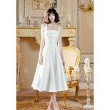 Light Wedding Dress French 2026 New White Fascling Irregular Dress Temperament Princess Waist Gloss Dress Dress HZ0517