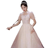 Champagne Evening Dress Woman 2026 Niche Light Luxury Banquet Temperament High-End Engagement Birthday Little Princess Dress HZ0517