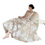 New White Breasted Light Wedding Dress Engagement Senior Feeling Heavy Workeven Dress Wedding Wedding Morning Robes HZ0517