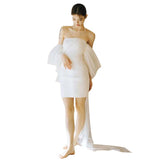 Small Small Small Wedding Dress Short Super Fairy Travel To The Bride's Engagement Small White Skirt Bra Bra Shoulder Style Yarn HZ0517