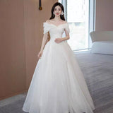 French Light Wedding Bride 2026 New Word Shoulder-Singing Noodles Main Yarn Large Code Simple Out Of The Yarn Welcome Yarn Travel Shot HZ0517
