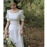 Simplicity Light Wedding Dress French Dress 2026 New Simple Temperament Simple Thin Outdoor Yarn HZ0517