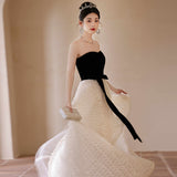 2026 New Breast-Wearing Evening Dress Female Senior Feeling Banquet Birthday Dress Dress Light Luxury Small Adult Ceremony Princess Dress HZ0517