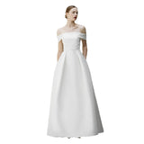 Korean Version Of A Word Shoulder Light Wedding Dress 2025 New Temperament Long French Simple Bride Welcome To The Set Of The Wedding Dress HZ0517