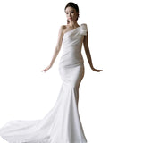 French-Style Densat Light Wedding Dress 2026 New Bridal Simple Temperament Fishtail Yarn Small Tail Welcome Dress Dress HZ0517