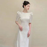 French Light Wedding Dress High-End Temperament Simple Dingy Dress Fishtail Welcome Host Banquet Evening Dress Woman HZ0517