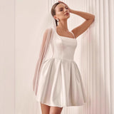 Simple Dingy Light Wedding Dress Twirt Card Registration Small Dress Short Dress Graduation Travel Photo Wedding Dress HZ0517
