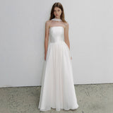 Elegant And Simple Breast-Shape Wedding Dress Detachable Round Neck Temperament Bridal Pat Light Wedding Lawn Wedding Linen Main Yarn HZ0517