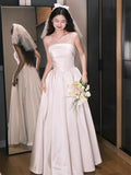 French Brated Light Wedding Dress Bride Simple Vertewn Small Man Engagement Certificate White Dress Skirt Temperament Yarn HZ0517