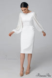 White Evening Dress Female Light Luxury Fishtail French Long-Sleeved Simple White Dress Niche Elegant Light Wedding Dress HZ0517
