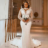 African Bride's Main Wedding Dress 2025 New Long Sleeve Grand Wedding Mermaid Repair Fishtail Wedding Winter HZ0517