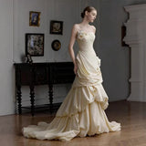 Brased Fishtail Wedding Dress 2026 Spring New Sensin Retro Cake Skirt Bride Welcome Out Of The Yarn HZ0517