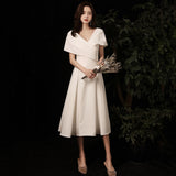 White Evening Dress Female Registration Certificate Dress Famous Banquet Temperament Sedin French Dress Dress HZ0517