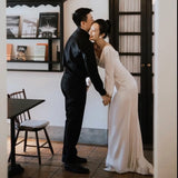 Vintage Light Wedding Dress Court Hepden Bride Long-Sleeved Welcome Suit Temperament Thin French Simple Simplicity Of Simplicity Of The Dress Woman HZ0517