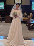 French-Style Seduced Light Wedding Dress Bride Simple Long-Sleeved Senior Sense Of The Door Yarn Small Tail Welcome Dress Autumn Spring HZ0517
