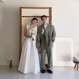 Korean Slings Light Wedding Dress Bridal Certificate Registration Small White Dress Engagement Dress Simple Temperament A-Character Dress Dress HZ0517