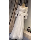 French Light Wedding Dress 2026 Spring New Bride Wedding Simple Atmospheric License To Go Out Yarn Thin Dress HZ0517