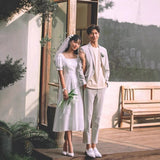 French Light Wedding Dress Dress Dress Certificate Registration Small White Dress Simple Engagement Brigade Thin Daily Dress HZ0517