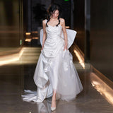 Scenic Light Wedding Dress 2026 New French Brae Fashion Bride Lace Go Out Yarn Tail Welcome Dress HZ0517