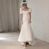 French Light Wedding Dress 2026 Spring Vertiny White Retro Court Style Bride Travel Simple Tail Dress HZ0517