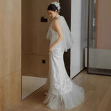 New Chinese Bride Morning Robe Engagement Evening Dress Gentle Temperament Hanging Neck Dress Sen Series Super Fairy Travel Shot Light Wedding Dress HZ0517