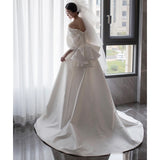Court Style Shoulder Light Wedding Dress Bride Small Tail French Yarn 2026 New Wedding French Evening Dress HZ0517