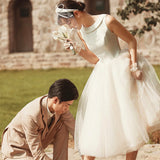 Simple Light Wedding Dress 2026 New Travel Shooting Yarn French Style Small Sable Light Yarn Small Dress HZ0517