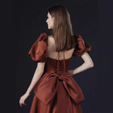 A Toasting Clothes Bride High Feeling Double-Faced With Double-Faced With A Red Luxury Engagement Back To The Door To The Evening Dress Dress HZ0517