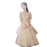 Champagne Evening Dress 2026 New Star Dress In The Long Punt Small Dress Graduation Season Super Fairy Dress HZ0517