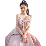 Pink Evening Dress Women 2026 New Banquet Sink Big Butterfly Single Shoulder Hosts Birthday Engagement Wedding Dress HZ0517