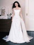 French Brao Light Wedding Dress Bridal Maiden White Engagement Toast Dress Small Tail Welcome Dress HZ0517