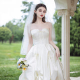 White Dingy Light Wedding Dress Small 2026 New Niche Bride Certificate Marriage Engagement Out Of The Chest Dress HZ0517