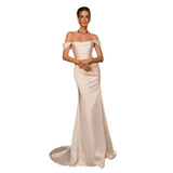 French-Style Seditour Light Wedding Dress Female White Shoulder Repair Fishtail Host Annual Dress Small Tail HZ0517