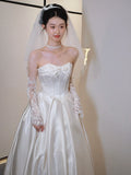 French-Style Silken Dress Simple Bride Breast Lace Out-Dress Light Niche Tail Welcome Evening Dress Dress HZ0517