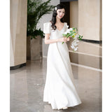 Scenic Light Wedding Dress 2026 New Bridal French Simple V-Neck Go Out Of The Sausen Small Welcome Dress Dress HZ0517