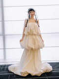 Morning Dress Female Bride Senior Sense Morning Robe Light Wedding Dress Design Super Fairy Light Luxury Toast Dress Dress HZ0517