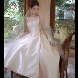 Sling Ribbon Dingy Light Wedding Dress French Small Sexy Simple Travel Photo Super Fairy Certificate Registration Korean Dress Light Yarn HZ0517