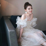 Engagement Dress Morning Dress Dress Dress Light Luxury Niche Toast Dress 2026 New White Wedding Banquet Dress HZ0517