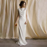 Simplicity Of The Thinous Tour Repair Slim Thin Wedding Dress New Bride Bare Back Small Tail Evening Dress HZ0517