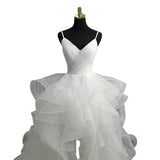 The New Front And Short Long And Light Wedding Bridal Temperament Simple Super Fairy Dream Travel Shoot Out Yarn Depth V Sexy Dress HZ0517