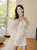 Brased Waist-Waft Skirt Fairy Pure Lust Sleeves Heavy Industry Bubble Sleeve Birthday Dress Adult Dress HZ0517