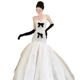 French Evening Dress Women 2026 New High-End Light Luxury Small White Breasted Dress Wedding Dresses HZ0517