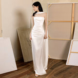 2026 French Light Wedding Dress Bride White Simple Thin Dress Adult Ceremony Banquet With A Front-Faced Morning Dress Woman HZ0517