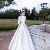 French Hepburn Court Dress 2026 New Retro Light Yarn Simple Dens, Long Sleeves Conservatively Go Out Of The Yarn HZ0517